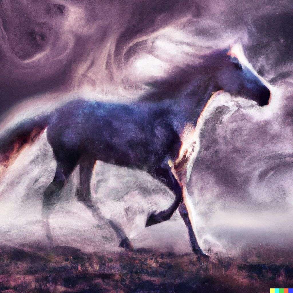 a horse, digital art, ethereal
